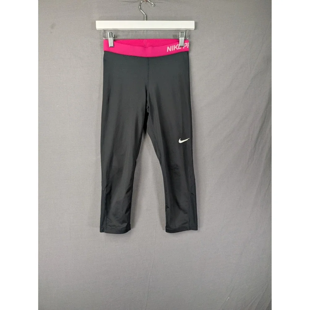 Nike Pro Dri-FIT Girls Capri Leggings‎ Gray Pink 725468-011 Size S